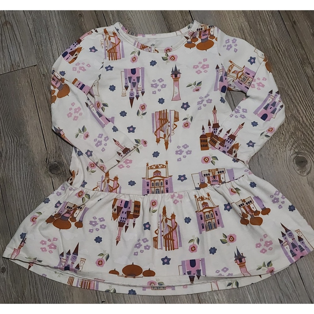 Disney Princess Castle Floral Long Sleeve Dress Size 3T‎